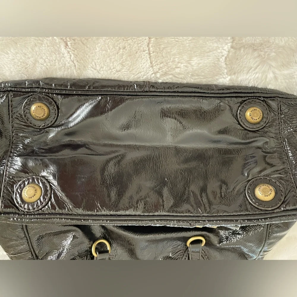 Marc by Marc Jacobs Black Patent Leather Backpack Tote